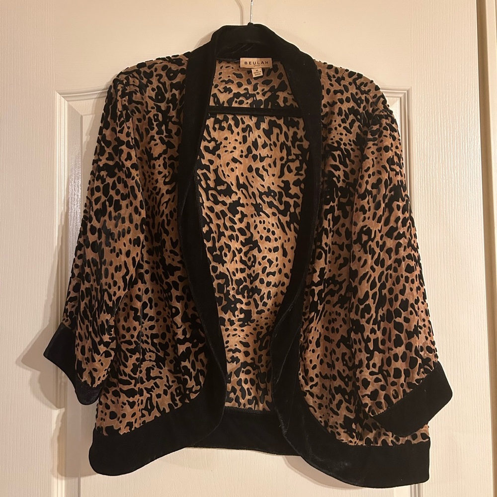 Velvet and Chiffon Leopard Kimono